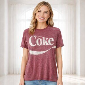 2 / $20 Coca-Cola Vintage Logo Tee Small | Distressed Retro Graphic Shirt